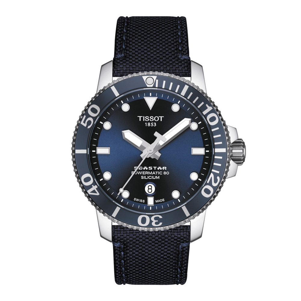 Tissot Seastar 1000 Powermatic 80 Silicium T120.407.17.041.01 Ανοξείδωτο ατσάλι Κεραμική στεφάνη Καταδυτικό Υφασμάτινο λουρί Καταδυτικό
