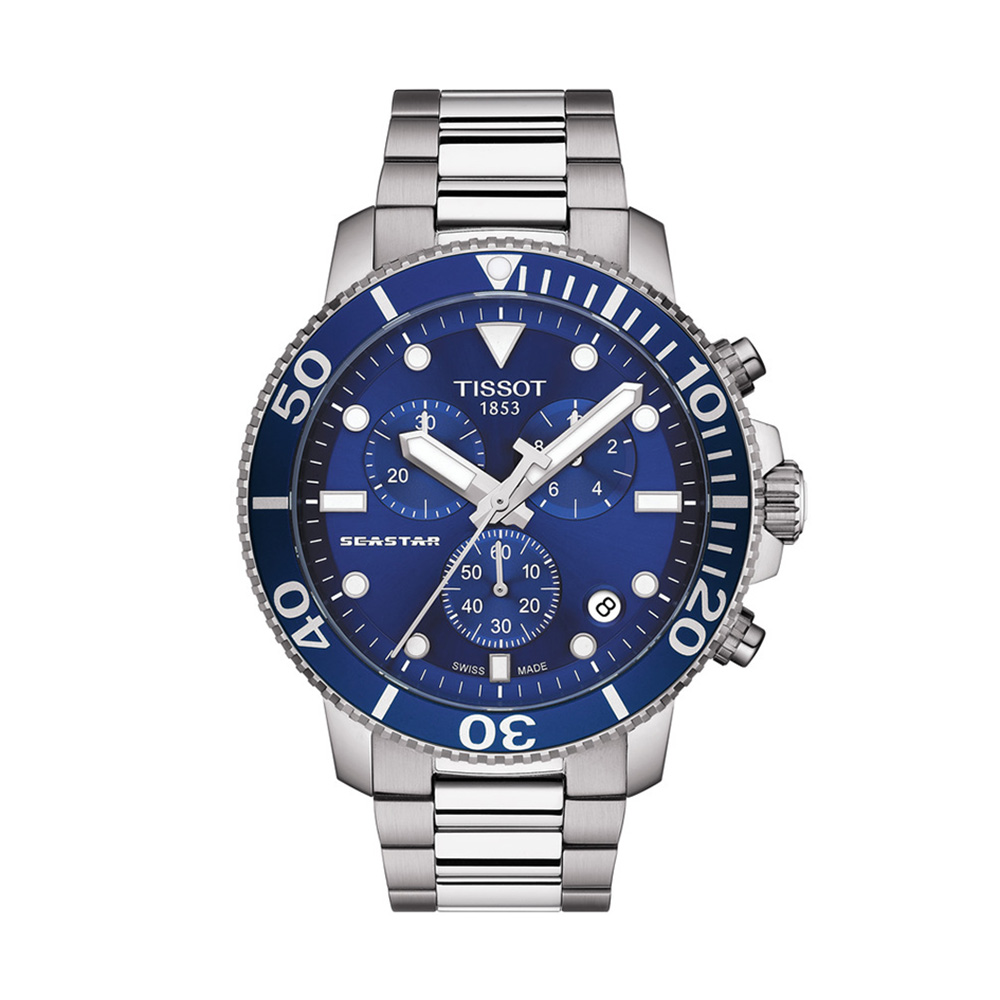 TISSOT Seastar 1000 Quartz Chronograph T120.417.11.041.00 Ανοξείδωτο ατσάλι Μπρασελέ Στεφάνη αλουμινίου Καταδυτικό