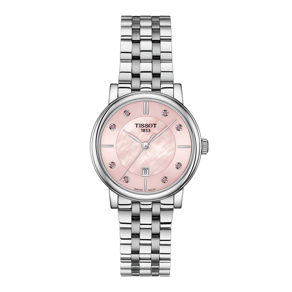 Tissot Carson Premium Lady T122.210.11.159.00 Quartz Ανοξείδωτο ατσάλι Μπρασελέ Πέτρες Τοπάζι στα σημεία της ώρας Φίλντισι καντράν
