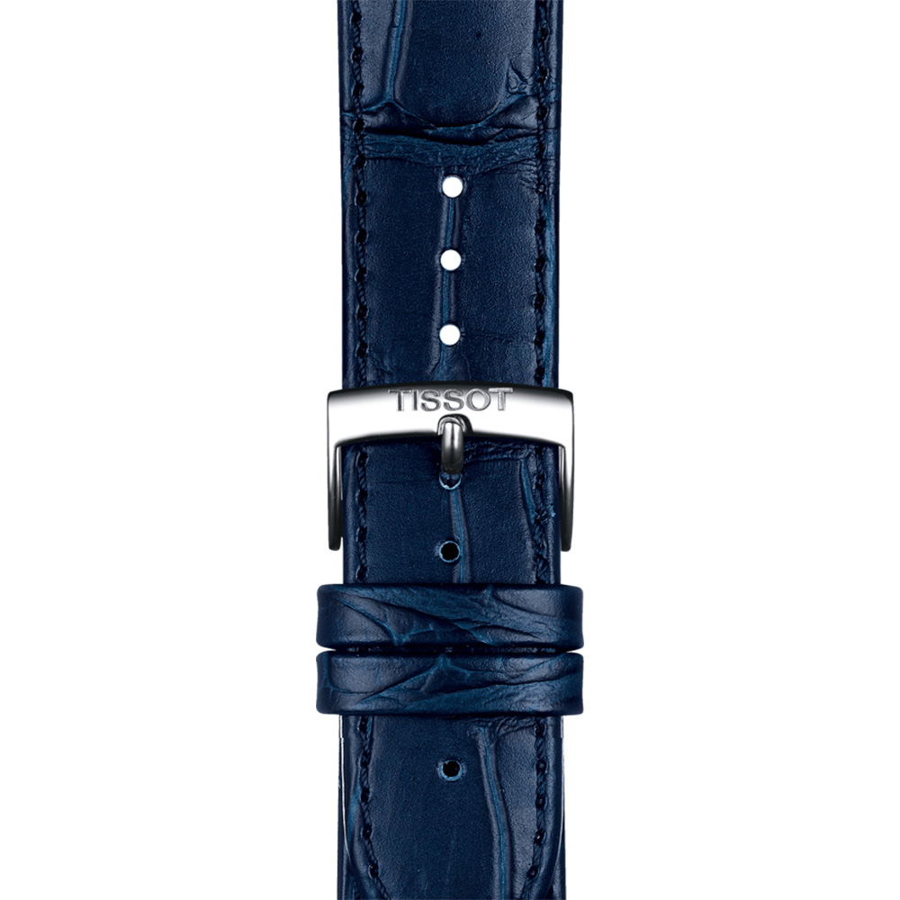 TISSOT Carson Premium T122.410.16.043.00 Ανοξείδωτο ατσάλι Δερμάτινο μπλε λουρί Λατινική αρίθμηση Μπλε χρώμα καντράν