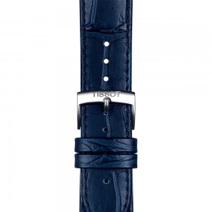 TISSOT Carson Premium T122.410.16.043.00 Ανοξείδωτο ατσάλι Δερμάτινο μπλε λουρί Λατινική αρίθμηση Μπλε χρώμα καντράν