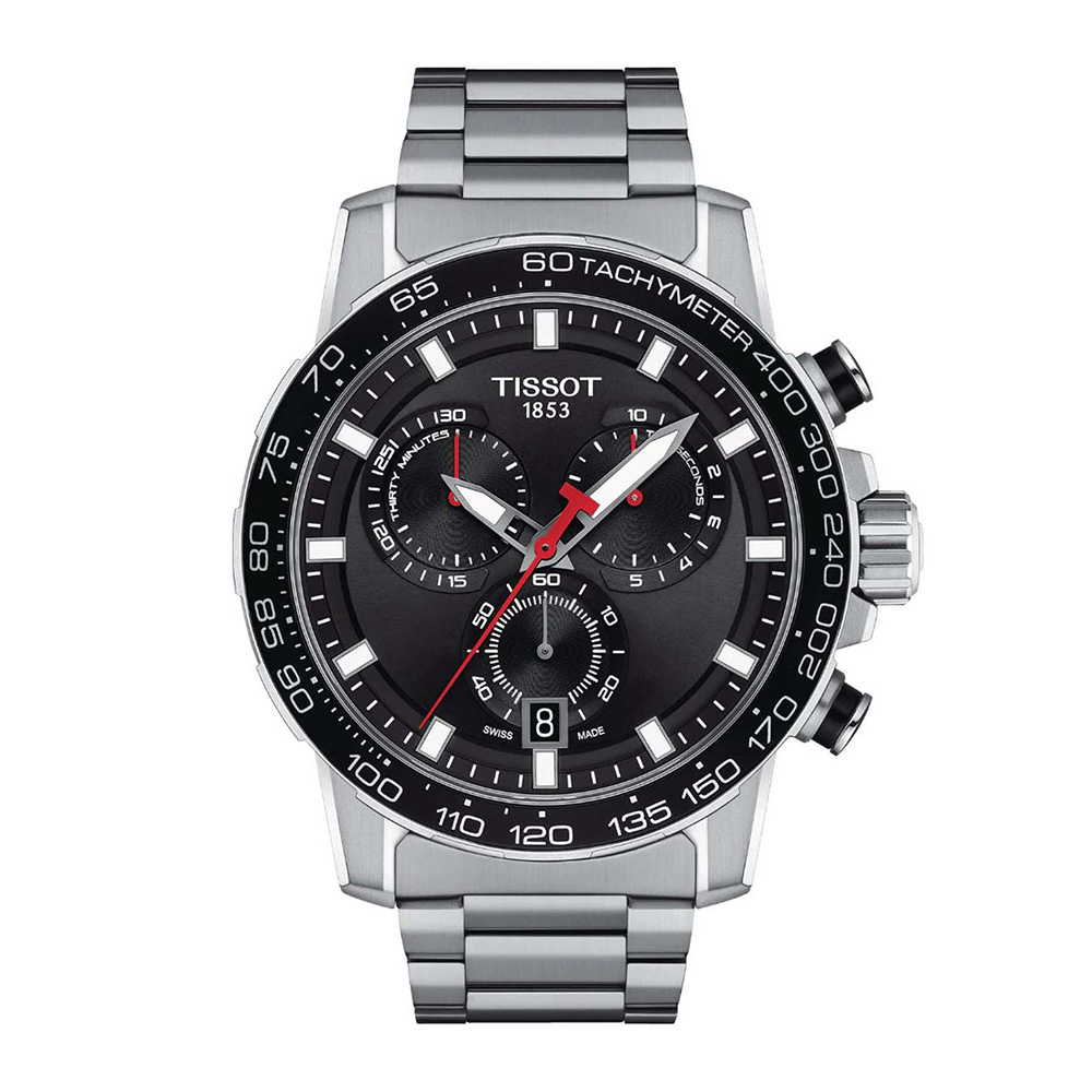 TISSOT Supersport Chronograph T125.617.11.051.00 Quartz Ανοξείδωτο ατσάλι Μπρασελέ Μαύρο χρώμα καντράν