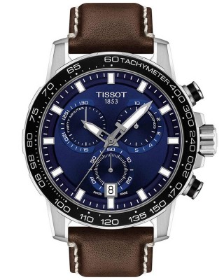TISSOT Supersport Chronograph T125.617.16.041.00 Quartz χρονογράφος Ανοξείδωτο ατσάλι Καφέ δερμάτινο λουρί Μπλε χρώμα καντράν