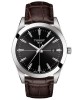 TISSOT T-Classic Gentleman T127.410.16.051.01 Quartz Ανοξείδωτο ατσάλι Καφέ δερμάτινο λουρί Μαυρο χρώμα καντράν