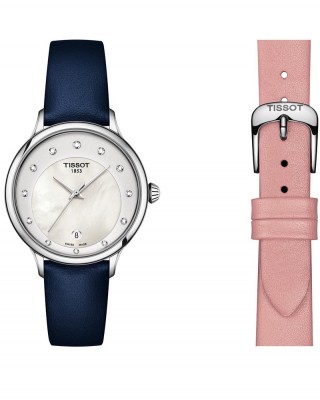 Tissot T-Lady T133.210.16.116.00 Quartz Ανοξείδωτο ατσάλι Μπλε δερμάτινο λουρί Καντράν από πλάκα λευκού φιλντίσι Διαμάντια