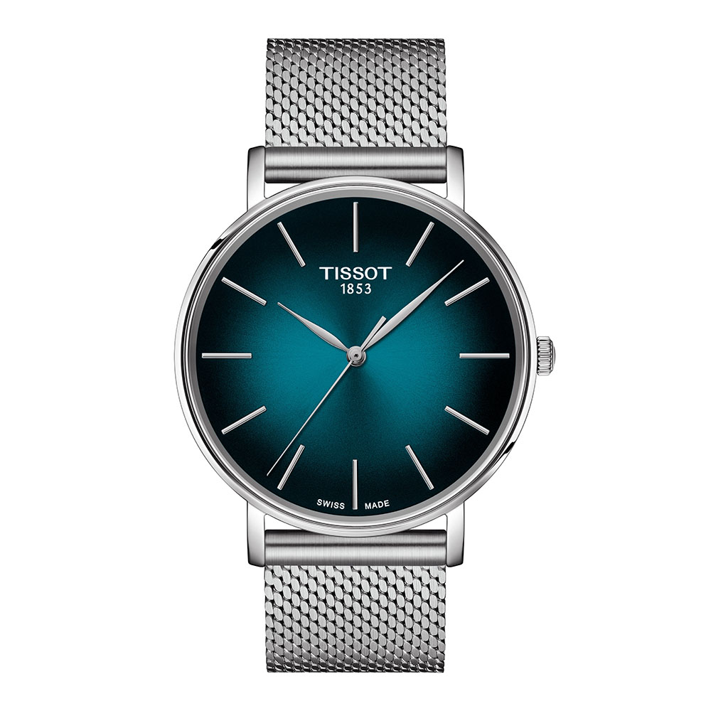Tissot Everytime Gent T143.410.11.091.00 Quartz Ανοξείδωτο ατσάλι Μπρασελέ millanese Πετρόλ χρώμα καντράν