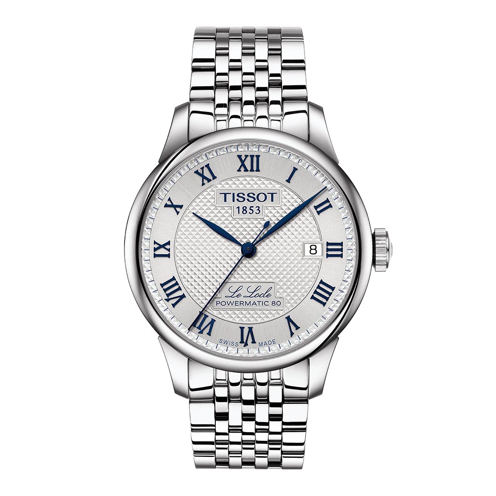 Tissot Le Locle Powermatic 80 T006.407.11.033.03 Ανοξείδωτο ατσάλι Μπλε δερμάτινο λουρί Ασημί χρώμα καντράν Λατινική αρίθμηση