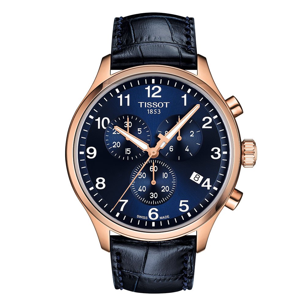 Tissot Chrono XL Classic T116.617.36.042.00 Ανοξείδωτο ατσάλι Μαύρο δερμάτινο λουρί Μπλε χρώμα καντράν