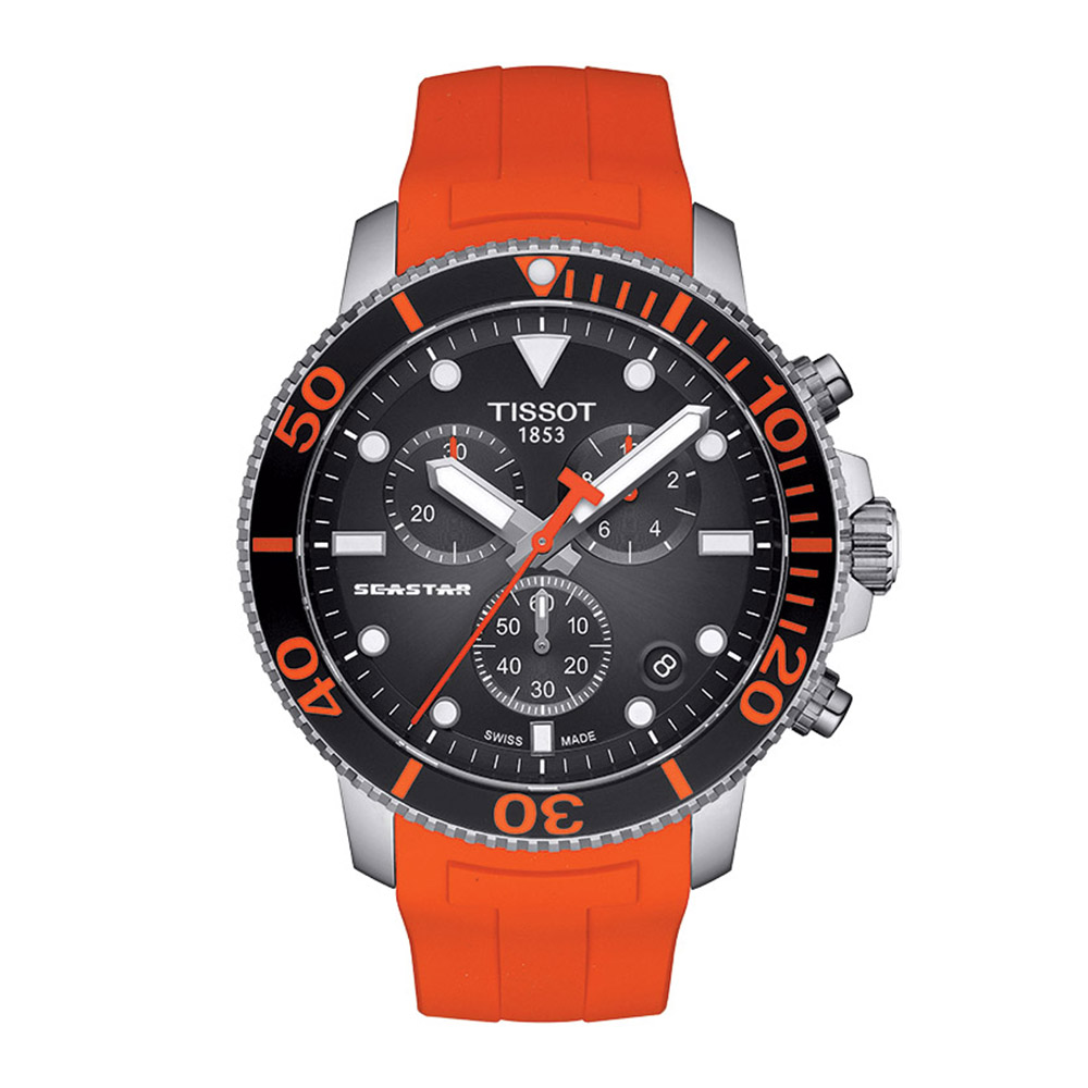 TISSOT Seastar 1000 Quartz Chronograph T120.417.17.051.01 Ανοξείδωτο ατσάλι Καουτσούκ λουρί Στεφάνη αλουμινίου Καταδυτικό
