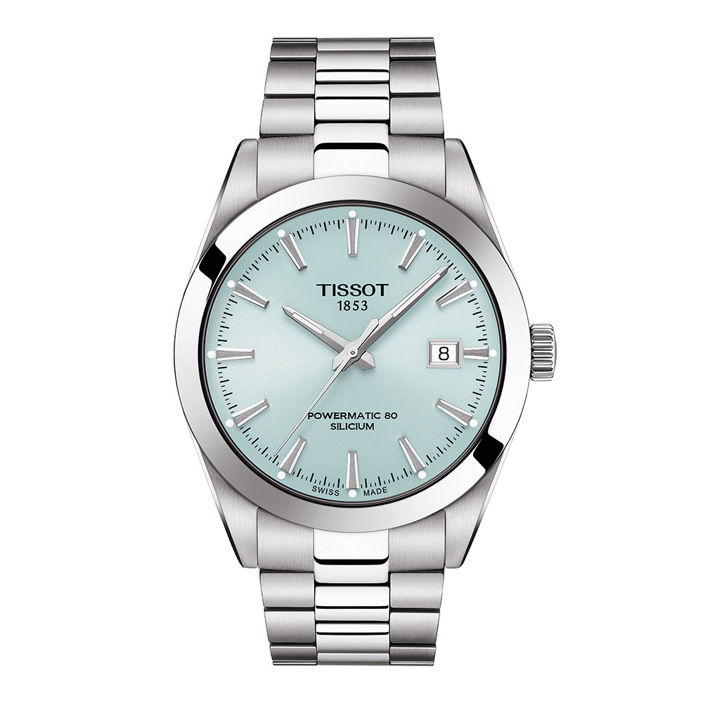Tissot Gentleman Powermatic 80 silicium T127.407.11.351.00 Ανοξείδωτο ατσάλι Μπρασελέ Γαλάζιο χρώμα καντράν