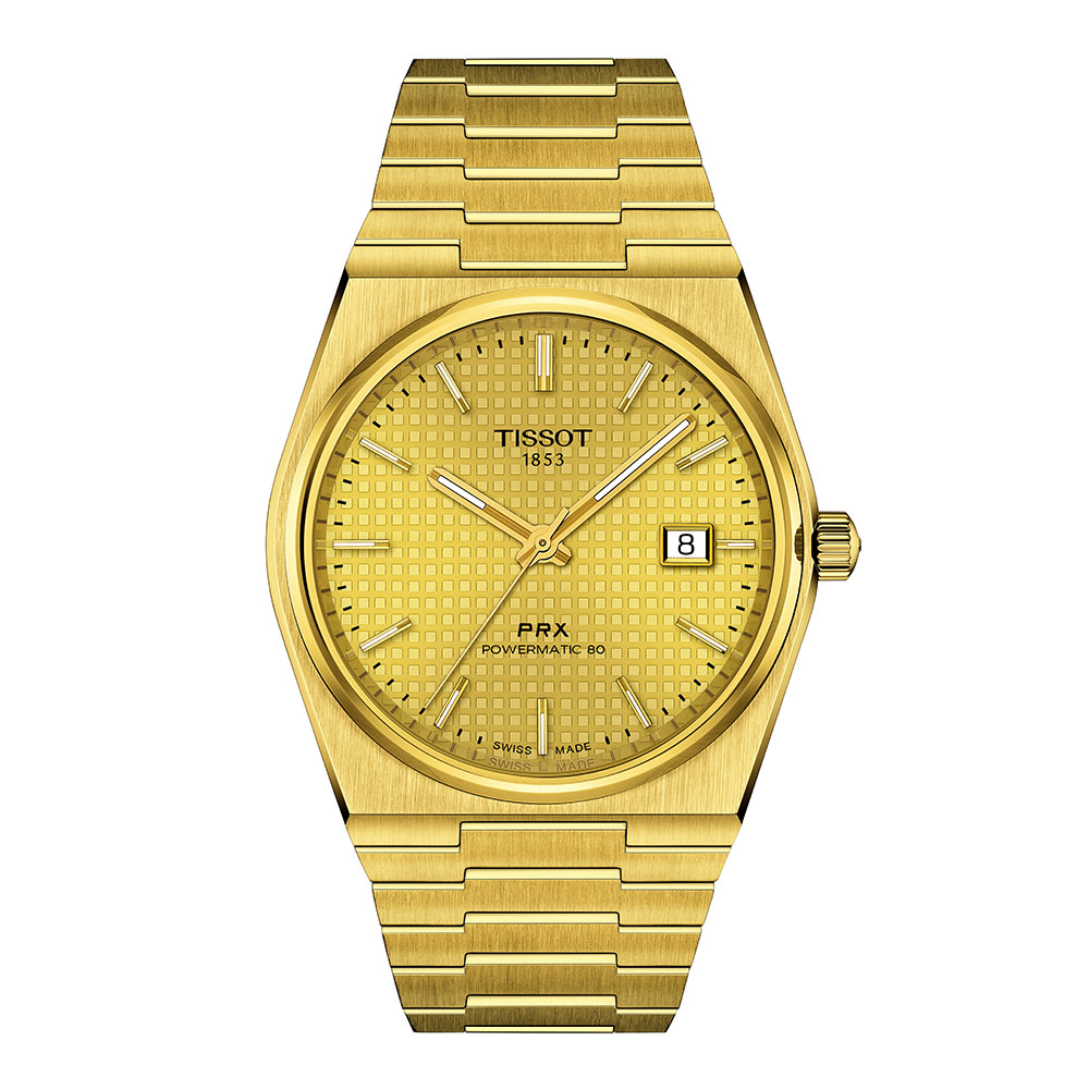 Tissot Prx Powermatic 80 T137.407.33.021.00 Επιχρυσωμένο ανοξείδωτο ατσάλι Μπρασελέ Χρυσό χρώμα καντράν