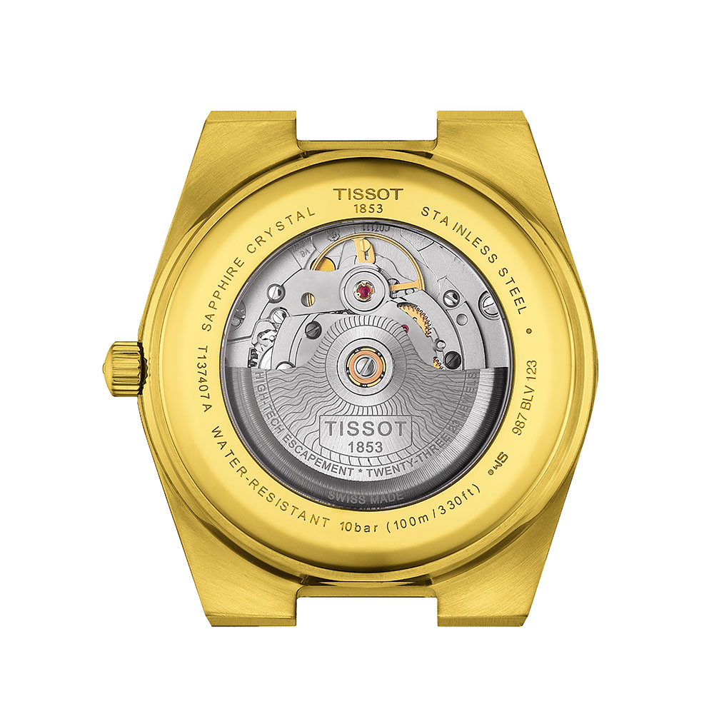 Tissot Prx Powermatic 80 T137.407.33.021.00 Επιχρυσωμένο ανοξείδωτο ατσάλι Μπρασελέ Χρυσό χρώμα καντράν