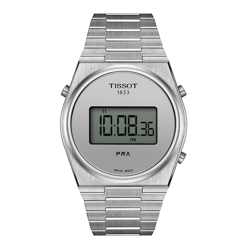 Tissot Prx Digital 35 MM T137.463.11.030.00 Quartz Ανοξείδωτο ατσάλι Μπρασελέ Γκρι χρώμα καντράν