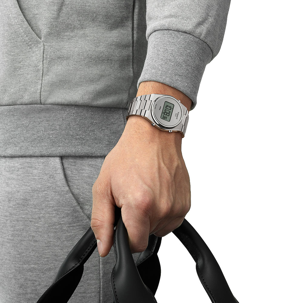 Tissot Prx Digital 35 MM T137.463.11.030.00 Quartz Ανοξείδωτο ατσάλι Μπρασελέ Γκρι χρώμα καντράν