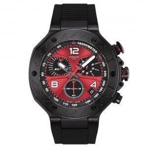 Tissot T-Race MotoGP 2026 45mm T141.417.37.422.00 Ιονισμένο ανοξείδωτο ατσάλι Μαύρο καουτσούκ λουρί Κόκκινο χρώμα καντράν