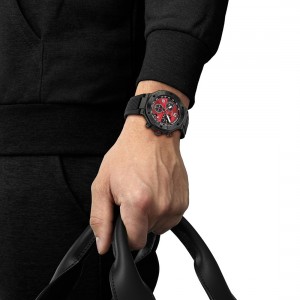 Tissot T-Race MotoGP 2026 45mm T141.417.37.422.00 Ιονισμένο ανοξείδωτο ατσάλι Μαύρο καουτσούκ λουρί Κόκκινο χρώμα καντράν