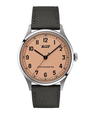 Tissot Heritage 1938 Automatic Cosc T142.464.16.332.00 Ανοξείδωτο ατσάλι Γκρι δερμάτινο λουρί Ροζ χρώμα καντράν