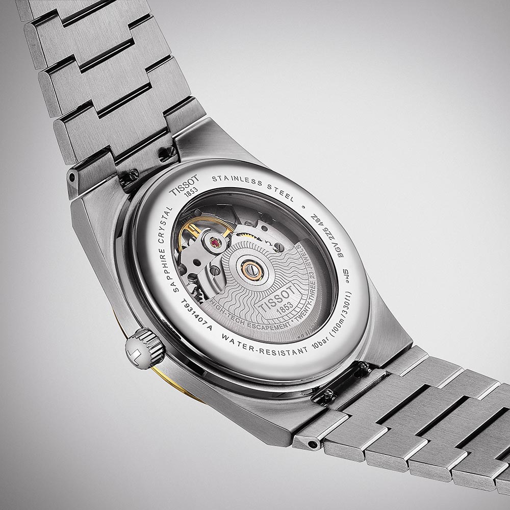 Tissot Prx Powermatic 80 18K Gold Bezel T931.407.41.031.01 Ανοξείδωτο ατσάλι Μπρασελέ Ασημί χρώμα καντράν