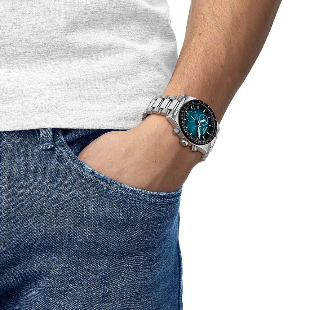 Tissot PR516 Chronograph T149.417.11.041.01 Quartz Χρονογράφος Ανοξείδωτο ατσάλι Μπρασελέ Τιρκούαζ χρώμα καντράν