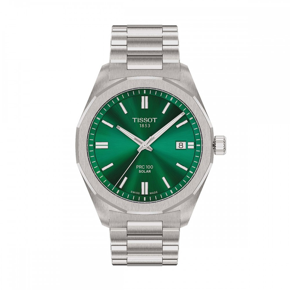 Tissot PRC 100 Solar Quartz 39mm T151.422.11.091.00 Ανοξείδωτο ατσάλι Μπρασελέ Πράσινο χρώμα καντράν