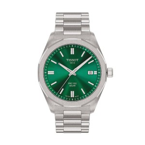 Tissot PRC 100 Solar Quartz 39mm T151.422.11.091.00 Ανοξείδωτο ατσάλι Μπρασελέ Πράσινο χρώμα καντράν