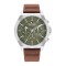 ommy Hilfiger Lance 1710522 Quartz Multi function Stainless steel Brown leather strap Green color dial