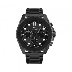 Tommy Hilfiger Morgan 1710690 Quartz Multi function Ionism Stainless steel Brachelet Black color dial