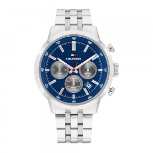 Tommy Hilfiger Kent 1710753 Quartz Ανοξείδωτο ατσάλι Μπρασελέ Μπλε χρώμα καντράν 