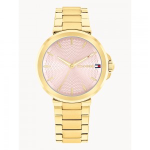 Tommy Hilfiger Lori 1782779 Quartz Επιχρυσωμένο Ανοξείδωτο ατσάλι Μπρασελέ Ροζ χρώμα καντράν