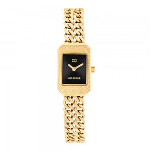 Tommy Hilfiger Sarah 1782842 Quartz Επιχρυσωμένο Ανοξείδωτο ατσάλι Μπρασελέ Μαύρο χρώμα καντράν