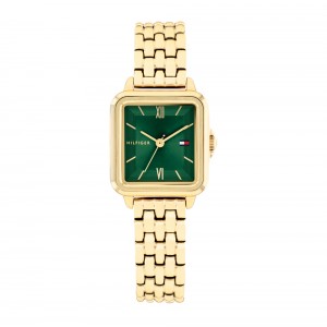 Tommy Hilfiger Mia 1782858 Quartz Επιχρυσωμένο Ανοξείδωτο ατσάλι Μπρασελέ Πράσινο χρώμα καντράν