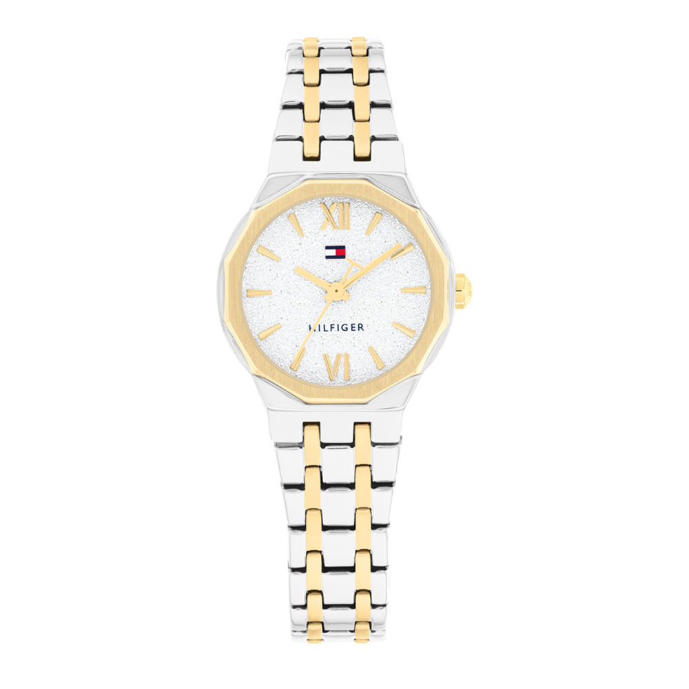 Tommy Hilfiger Mackenzie 1782888 Quartz Ανοξείδωτο ατσάλι Διμεταλικό μπρασελέ Λευκό χρώμα καντράν