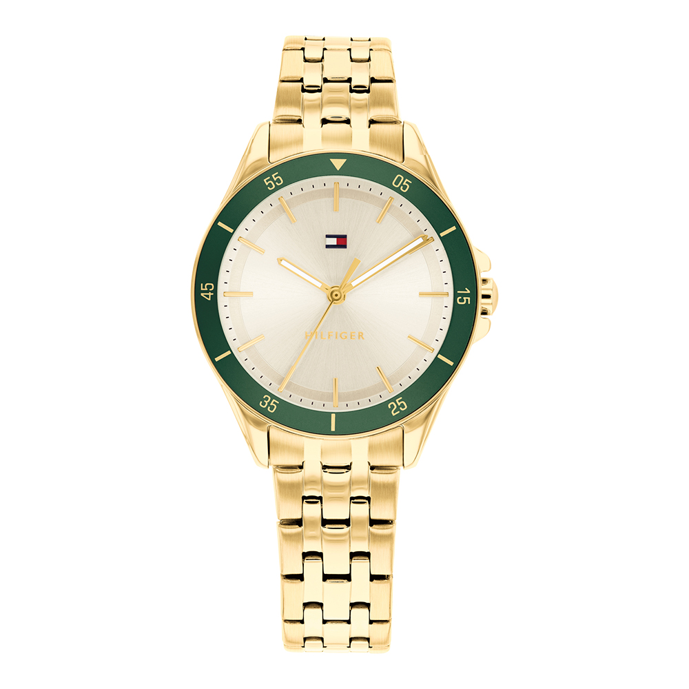 Tommy Hilfiger Jade 1782892 Quartz Επιχρυσωμένο Ανοξείδωτο ατσάλι Μπρασελέ Σαμπανιζέ χρώμα καντράν