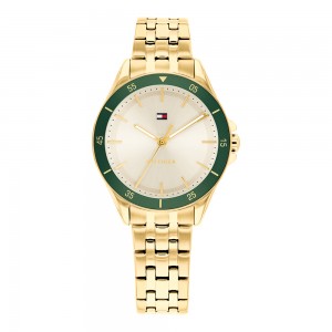 Tommy Hilfiger Jade 1782892 Quartz Επιχρυσωμένο Ανοξείδωτο ατσάλι Μπρασελέ Σαμπανιζέ χρώμα καντράν