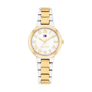 Tommy Hilfiger Becca 1782903 Quartz Επιχρυσωμένο Ανοξείδωτο ατσάλι Διμεταλλικό Μπρασελέ Λευκό χρώμα καντράν
