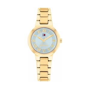 Tommy Hilfiger Becca 1782904 Quartz Επιχρυσωμένο Ανοξείδωτο ατσάλι Μπρασελέ Γαλάζιο χρώμα καντράν