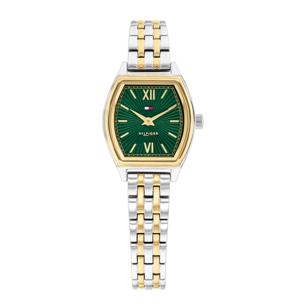 Tommy Hilfiger Norah 1782907 Quartz Ανοξείδωτο ατσάλι Διμεταλικό μπρασελέ Πράσινο χρώμα καντράν