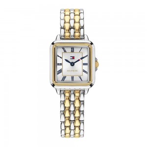 Tommy Hilfiger Mia 1782915 Quartz Ανοξείδωτο ατσάλι Διμεταλλικό Μπρασελέ Λευκό χρώμα καντράν