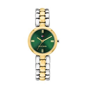 Tommy Hilfiger Annie 1782927 Quartz Επιχρυσωμένο Ανοξείδωτο ατσάλι Διμεταλλικό Μπρασελέ Πράσινο χρώμα καντράν