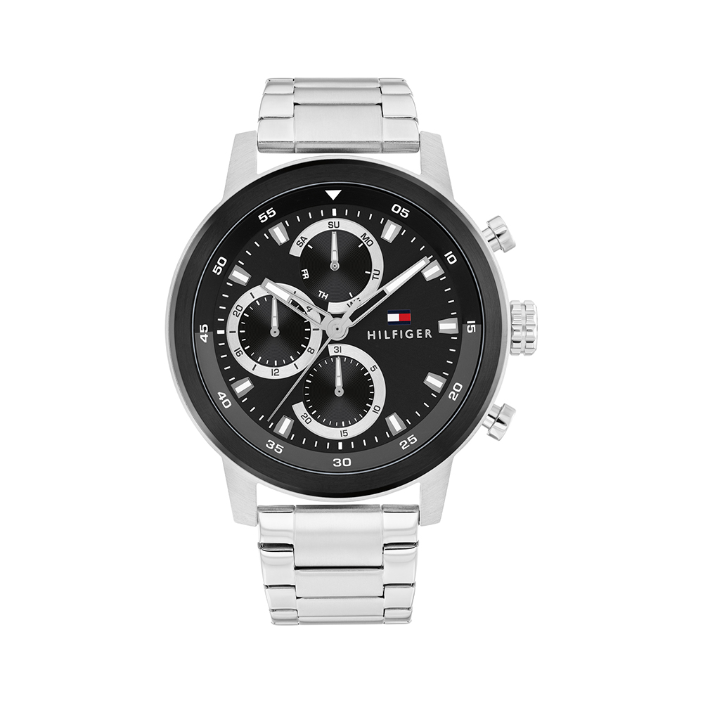 Tommy Hilfiger Rocky 1792181 Quartz Πολλαπλών ενδείξεων Ανοξείδωτο ατσάλι Μπρασελέ Μαύρο χρώμα καντράν 