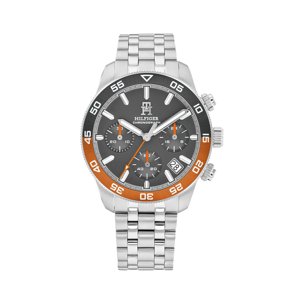 Tommy Hilfiger Th85 Carbon 1792186 Quartz Πολλαπλών ενδείξεων Ανοξείδωτο ατσάλι Μπρασελέ Γκρι χρώμα καντράν