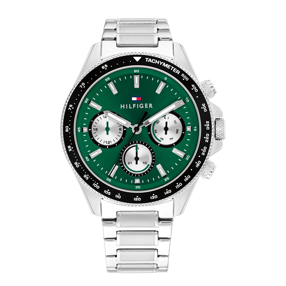 Tommy Hilfiger Clark 1792211 Quartz Ανοξείδωτο ατσάλι Μπρασελέ Πράσινο χρώμα καντράν Ταχύμετρο