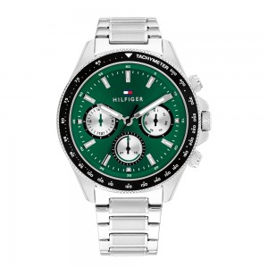 Tommy Hilfiger Clark 1792211 Quartz Ανοξείδωτο ατσάλι Μπρασελέ Πράσινο χρώμα καντράν Ταχύμετρο