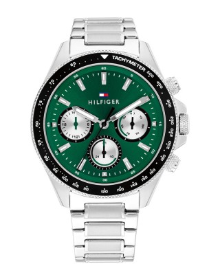 Tommy Hilfiger Clark 1792211 Quartz Ανοξείδωτο ατσάλι Μπρασελέ Πράσινο χρώμα καντράν Ταχύμετρο