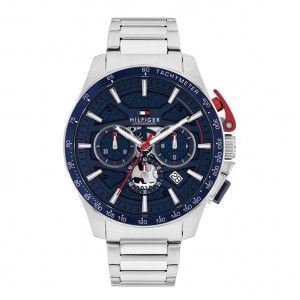Tommy Hilfiger Bank 1792261 Quartz Ανοξείδωτο ατσάλι Μπρασελέ Μπλε χρώμα καντράν Ταχύμετρο