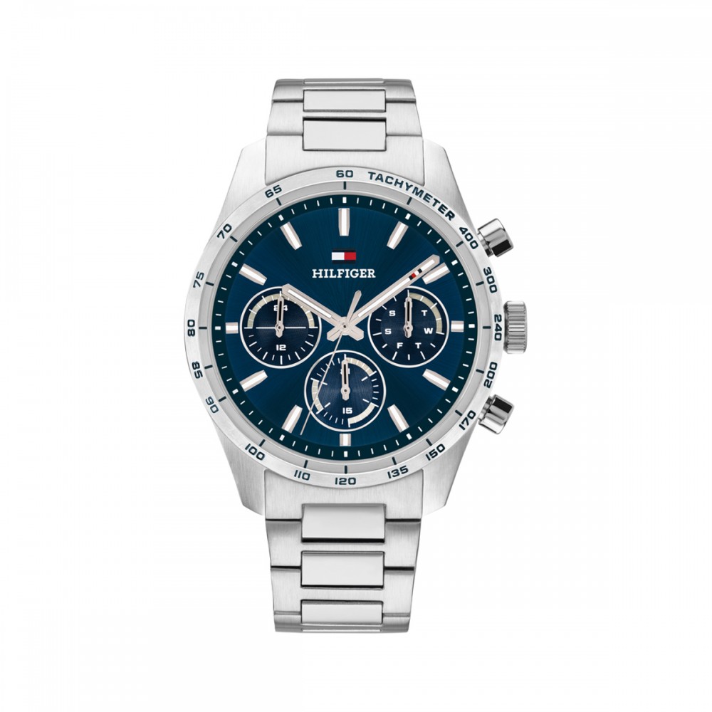 Tommy Hilfiger Hampton 1792278 Quartz Ανοξείδωτο ατσάλι Μπρασελέ Μπλε χρώμα καντράν