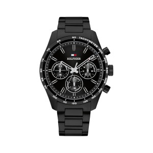 Tommy Hilfiger Hampton 1792280 Quartz Πολλαπλών ενδείξεων Ιονισμένο Ανοξείδωτο ατσάλι Μπρασελέ Μαύρο χρώμα καντράν