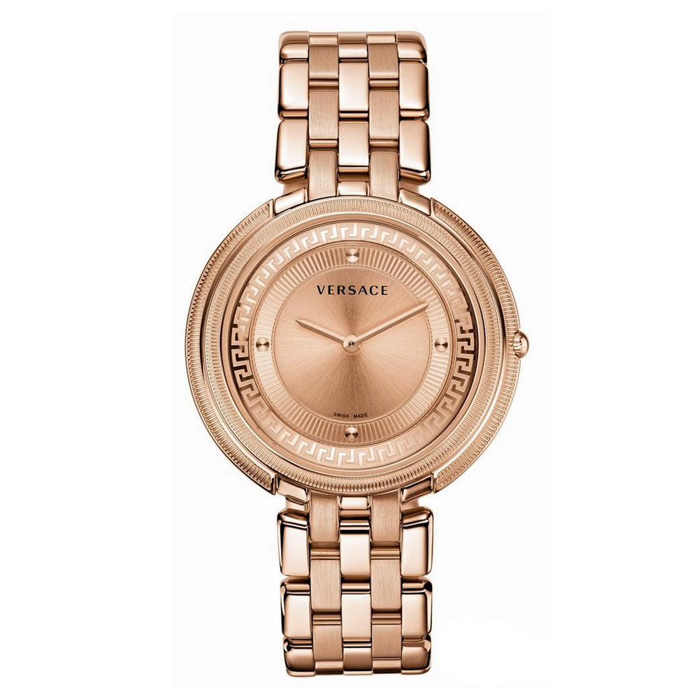 VERSACE  Thea VA705 0013 Quartz Επιχρυσωμένο ανοξείδωτο ατσάλι Μπρασελέ Ροζ χρώμα καντράν