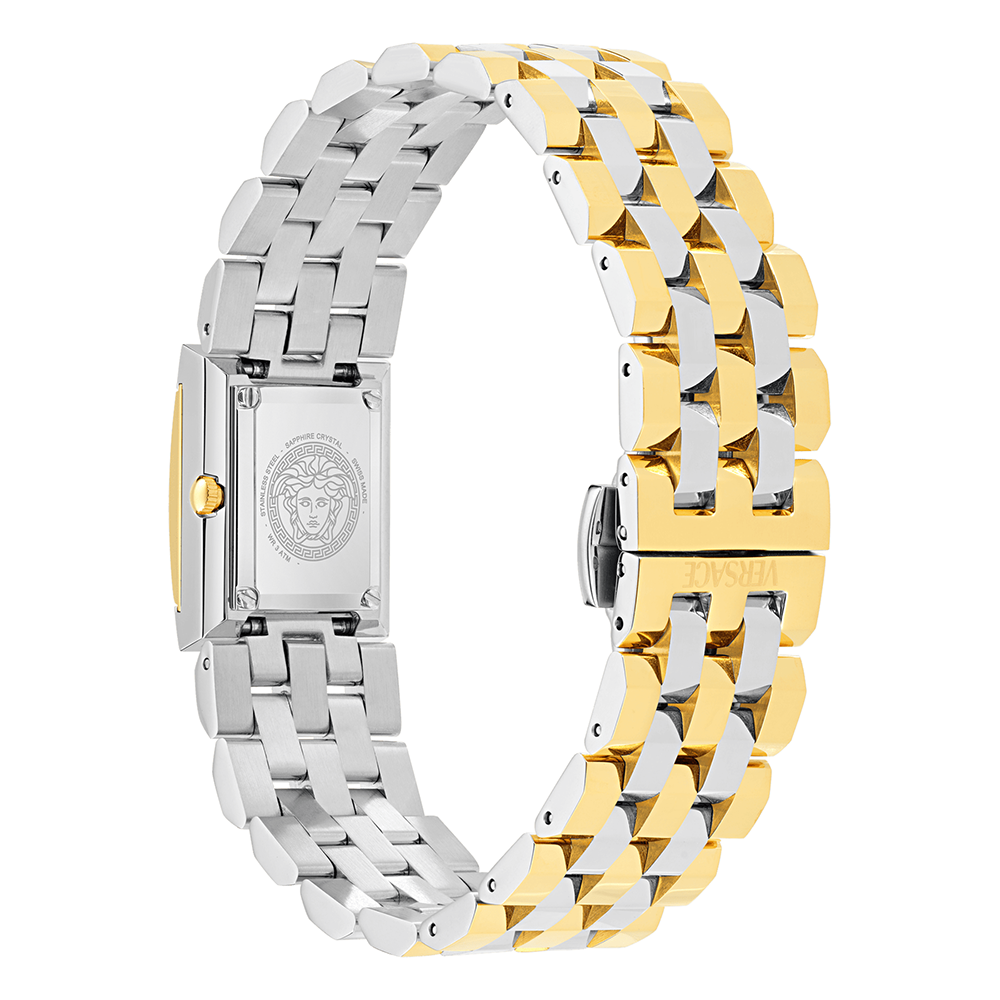 Versace Reveal VE0C00125 Three Hands Ανοξείδωτο ατσάλι Μπρασελέ Πράσινο χρώμα καντράν Επιχρυσωμένη στεφάνη