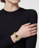 Versace Greca Stud Icon VE0Q00525 Three Hands Επιχρυσωμένο ανοξείδωτο ατσάλι Μπρασελέ Μαύρο χρώμα καντράν
